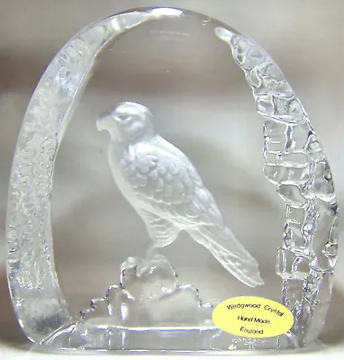 Buy Wedgwood Reverse Etched Glass Sculpture Depicting A Perched Hawk • 24.99£