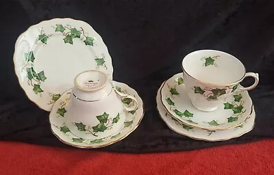 Buy Tea Cups Saucers Side Plates X 2 Colclough Ivy Leaf Bone China Trios Authentic • 17.77£