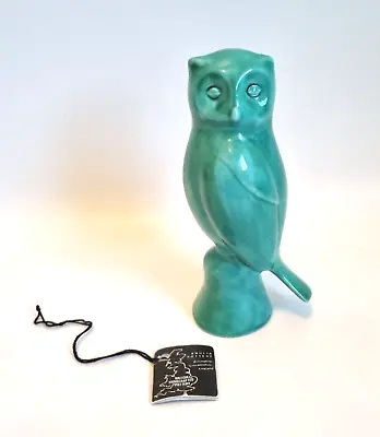 Buy Vintage Anglia Pottery Owl Bird Figure Jade Green Virdigris Ornament 70s AP • 8£