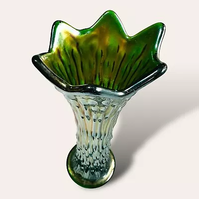 Buy Fenton Vintage Vase April Showers Green Iridescent Art Nouveau Antique • 32£