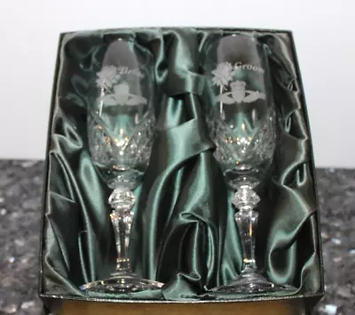 Buy Galway Irish Crystal Bride & Groom Toasting Champagne Flutes/original Case- Nib • 46.78£