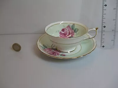 Buy Superb Rare Vintage Paragon China England Pink Cabbage Rose Cup And Saucer Green • 99.99£