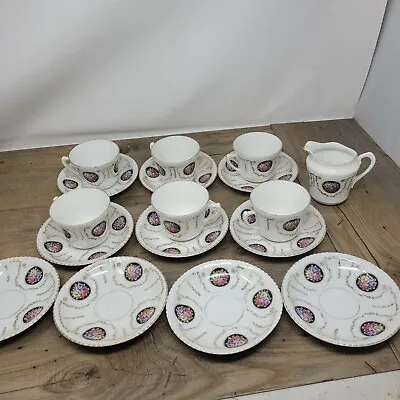 Buy Set Of 10 Vintage/Antique Bone China Pretty Floral Plates With 7 Mugs • 39.99£