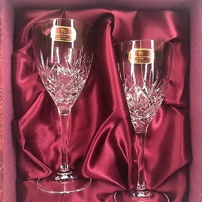 Buy 2 X Royal Doulton   Crystal Hellene  7  Wine Glasses Goblets UNUSED &  BOXED • 35.99£