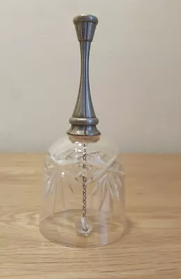 Buy Beautiful Cut Glass Crystal Glass Bell  - 14cm Height Metal Handle • 4£