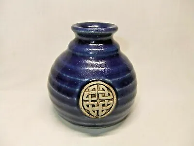 Buy Gerald & Lyn Grant Posy Bud Vase Fangfoss Studio Pottery Blue Celtic Knot • 9.99£