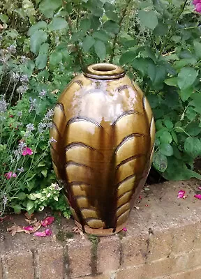 Buy Phil Rogers Studio Pottery Stoneware Huge Ash Glazed Vase Combed Decoration • 1,145£