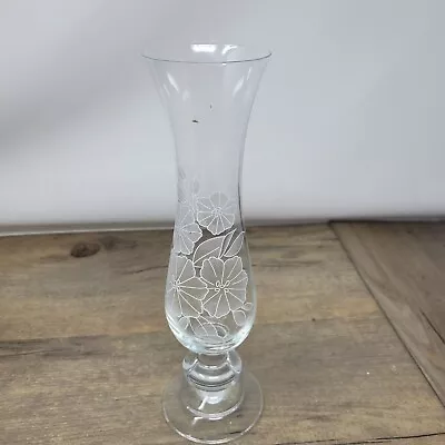 Buy Crystal Glass Tall Flower Bud Vase 26cm With Etched Flower Pattern • 9.99£