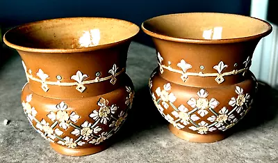 Buy Pair Of Antique Doulton Lambeth Silicon Vases - 1884 - One Damaged To Base • 12£