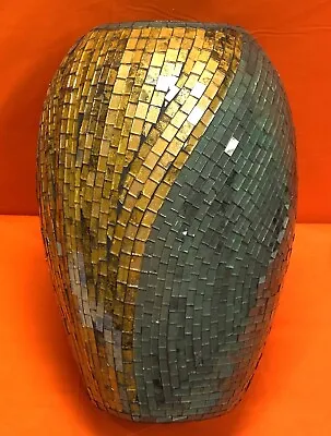 Buy MCM Green Gold John Richard Luxury Mosaic Glass Tile Vase 13.5  -3.3 • 402.26£