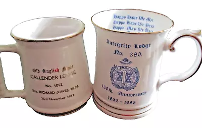 Buy Two Masonic Commemorative China/pottery Tankards.lovely And In Super Condition • 9.99£