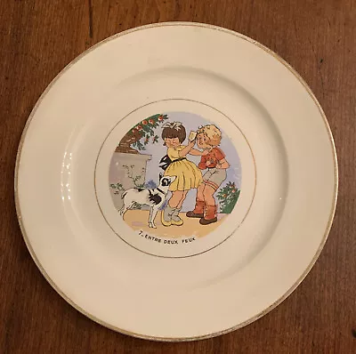 Buy Vintage Sarreguemines France 9” Child's Plate #7-Entre Deuce Feux • 26.56£