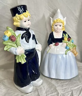 Buy Vintage Delfts Hand Painted Dutch Boy And Girl 12  Statues. • 65£