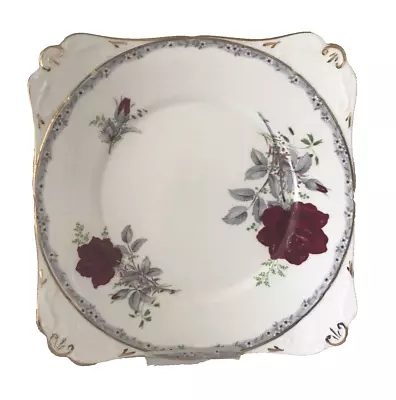 Buy Royal Stafford Bone China  Red Roses To Remember Square Cake Plate FREE POSTAGE • 13.95£