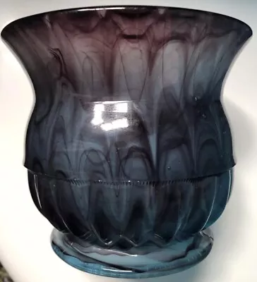 Buy Vintage Davidson Blue Purple Veined Depression Cloud Glass Plant Bowl • 25£