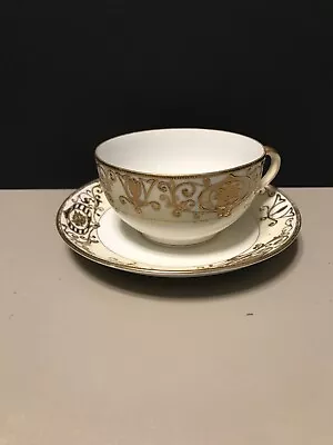 Buy NORITAKE  Green M  Flat Cup And Saucer Set 16034 Japan Hand Painted • 13.42£