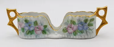 Buy Vintage Hand Painted Spoon/Eye Glass Holder Flower Porcelain Japan Lusterware • 24£