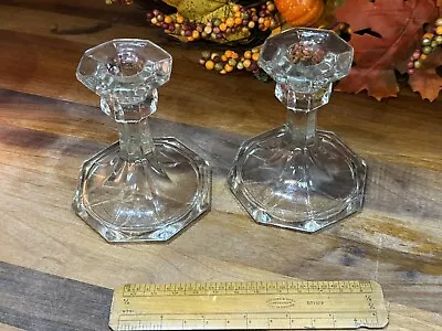 Buy Pair Of Vintage Glass Candlesticks  • 6.49£