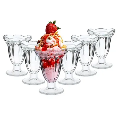 Buy Sundae Glasses Dessert Ice Cream Dishes Milkshake Soda Tall Bar Retro Set Of 6 • 17.99£