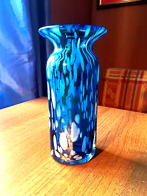 Buy Vintage MDINA Blue Bottle Shaped Mottled Swirl Design Vase. • 16£