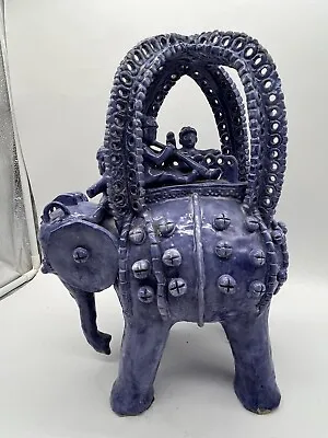 Buy Vintage Antique Islamic Howdah Elephant Persian Pottery Blue Faience Pottery • 96.62£