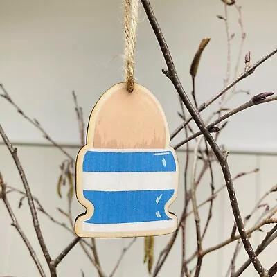 Buy Cornishware Inspired Blue Egg Cup Wooden Hanging Decoration • 4.50£