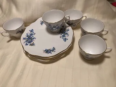 Buy Royal Vale Snack Plate & Tea Cup Forget Me Not Pattern 7527 Bone China Vintage  • 119.87£