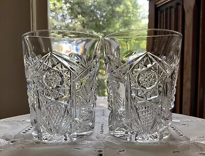 Buy American Brilliant Cut Glass Whiskey Tumblers (7) Poss. Laurel Cut Glass • 153.72£