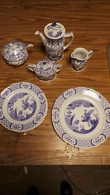 Buy Old Chelsea Blue China (Bluebirds & Flowers) By Furnivals 8 Piece Set! • 175.51£