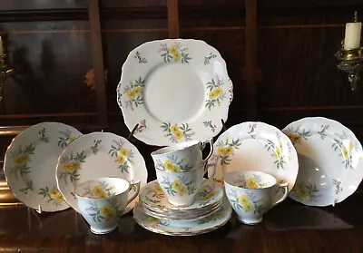 Buy Vintage Melba Bone China Tea Set ( 15 Pieces ) Yellow Floral Made In England • 25£