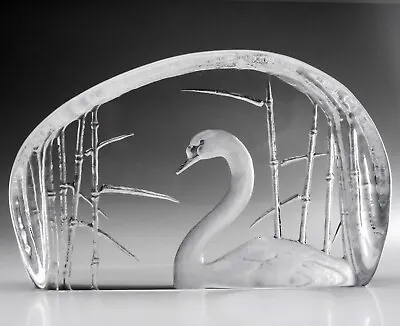 Buy Mats Jonasson Kosta Swan In Bamboo Heavy Sculptured Lead Glass Paperweight 1.4kg • 44.60£