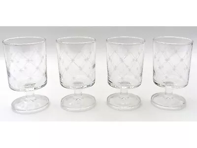 Buy Luminarc Set 4 Glasses Goblet Star Design Clear Vintage Retro Small French Point • 14.99£