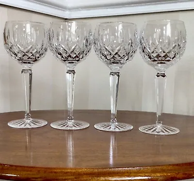 Buy Waterford Ireland Four Lismore Pattern Cut Crystal Balloon Wine Glasses 7. 1/2” • 210£