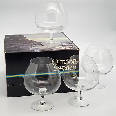 Buy 4 Orrefors Sweden Crystal Edward Hald Brandy Cognac Glasses Aromglas Boxed • 44.95£