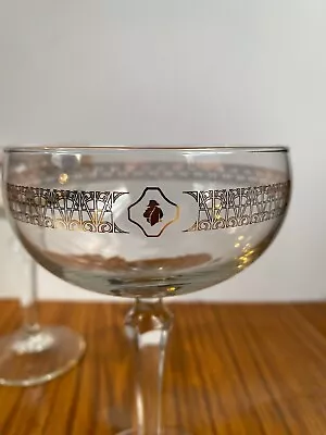 Buy Set Of 2 Coupe Glasses With Art Nouveau Gold Trim With Napolean Design • 0.99£