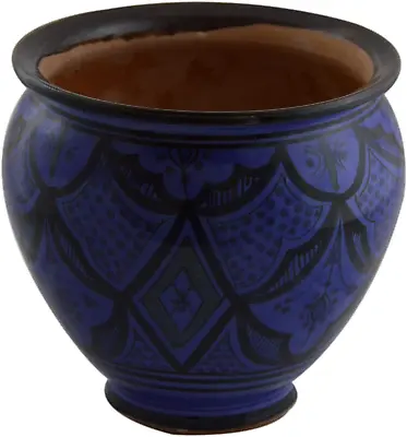 Buy Flower Pot Moroccan Spanish Garden Drain Hole Ceramic Planter Handmade Blue • 66.40£