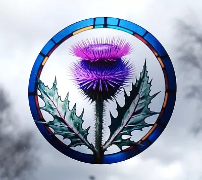 Buy Thistle Decorative Stained Glass Effect Static Cling Window Sticker Colourful • 9.99£