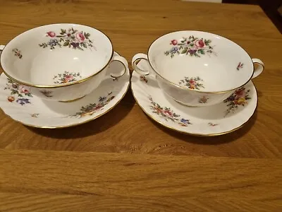 Buy A Fine Pair Of Minton Marlow Bone China Coupe Soup Bowls & Saucers • 24.99£