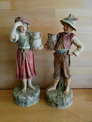 Buy Antique Pair Robinson And Leadbeater Tinted Parian Ware Italian Children Workers • 225£
