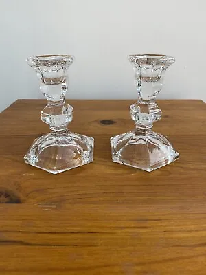 Buy A Pair Of Vintage Clear Glass Candlesticks 12cm Tall • 14.99£