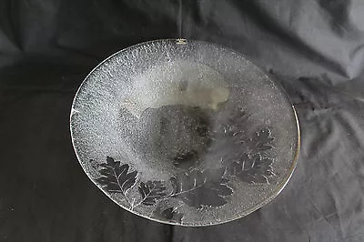 Buy Large 37cm Mats Jonasson Art Glass Dish With Leaf Design - VGC • 25£
