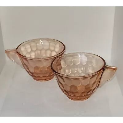 Buy Two Pink Jeanette Glass Co. Honeycomb Cups • 19.74£