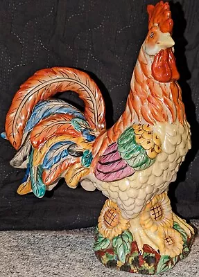 Buy Rare Vintage Large Ceramic Rooster Figurine French Country 13  Poly-chrome... • 75£