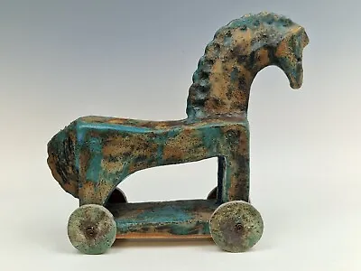 Buy Fiona Clai Brown Blue Pottery Trojan Horse • 250£
