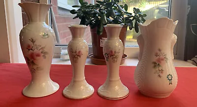 Buy DONEGAL Parian China ‘Mystical Rose’ Lot Of 2 Vases & Pair Of Candlesticks • 30£