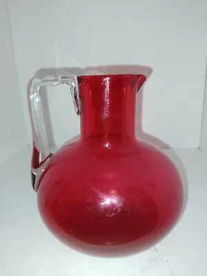 Buy Victorian Cranberry Glass Jug, Lovely  Example Clean Pontil • 9£
