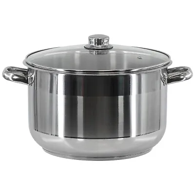 Buy Stainless Steel Casserole Stockpot Induction Base Stock Soup Stew Pot Glass Lid • 22.45£