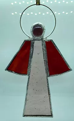 Buy F320 Stained Glass Suncatcher Hanging Angel Christmas 15cm Pink Red • 8£
