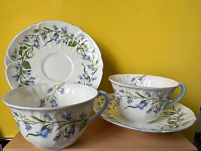 Buy Shelley Harebel L2  Fine Bone China Teacup And Saucer  With Blue Trim England • 5£