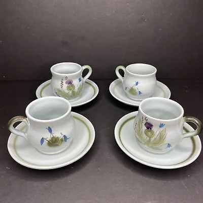 Buy Buchan Portobello Scotland Thistle Stoneware Tea Coffee Cup & Saucer Set Of 4 • 34.01£